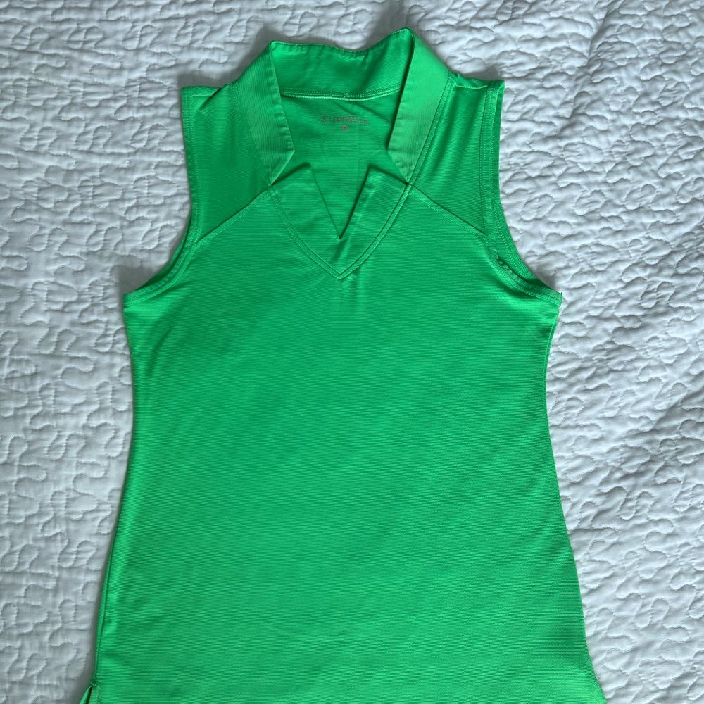 Ladies Sofibella Notch Collar Tennis Golf Tank Top Small Green